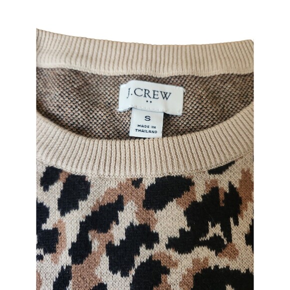 J. Crew Factory Leopard Print Mob Wife Mini Dress Women's Small Tan Sweater - Picture 6 of 8